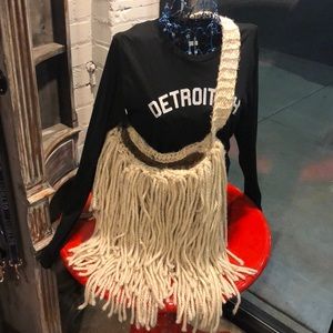 Handmade Oatmeal Colored Super Shaggy Knit Purse